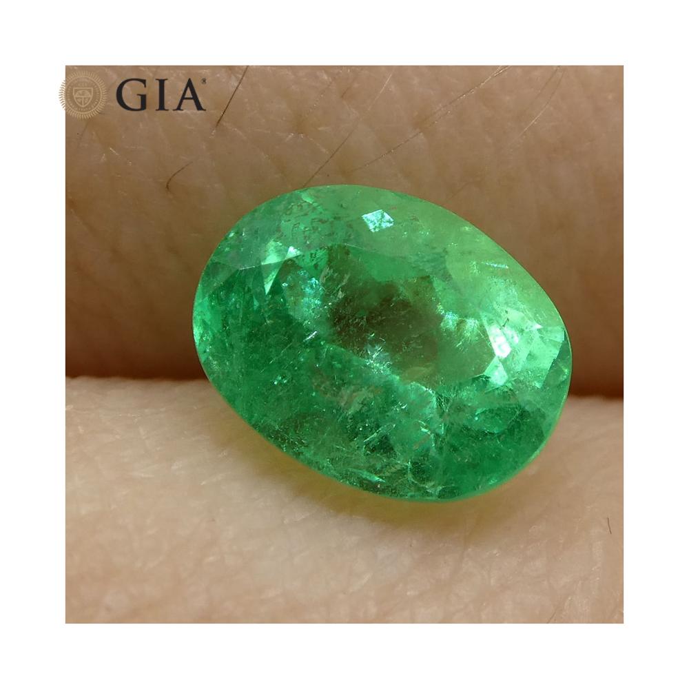 1.1 ct Oval Emerald GIA Certified Colombian F1/Minor - Skyjems Wholesale Gemstones