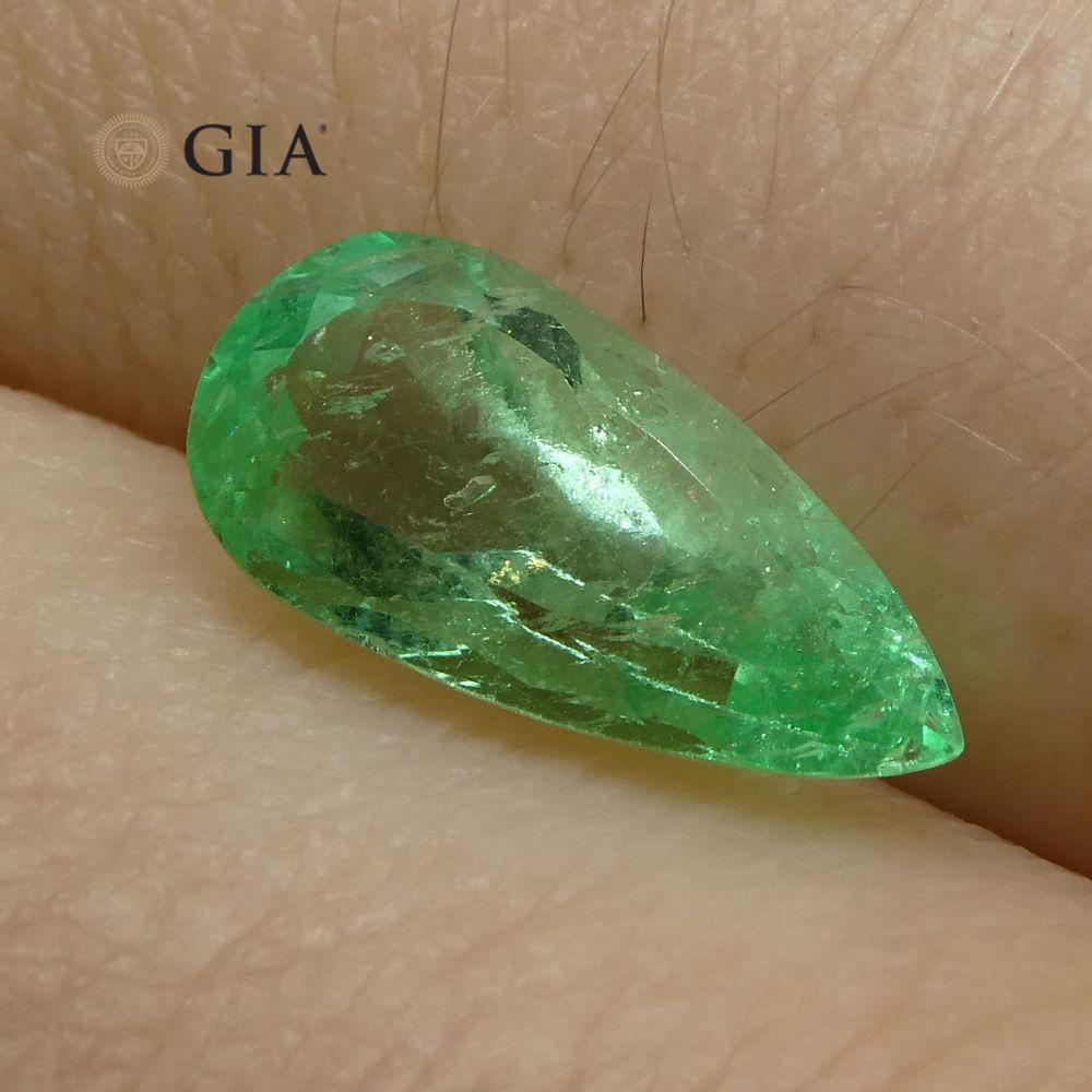 1.47 ct Pear Emerald GIA Certified Colombian F1/Minor - Skyjems Wholesale Gemstones