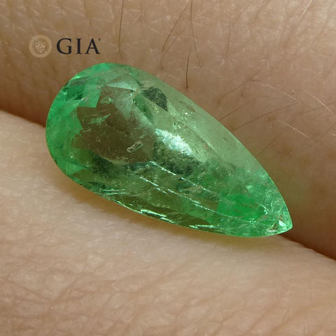 1.47 ct Pear Emerald GIA Certified Colombian F1/Minor