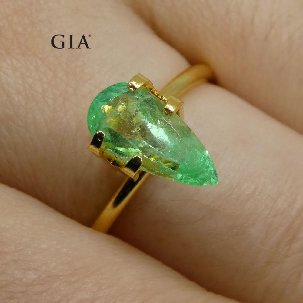 1.47 ct Pear Emerald GIA Certified Colombian F1/Minor - Skyjems Wholesale Gemstones