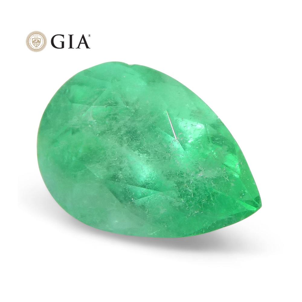 1.37 ct Colombian Emerald, vivid green pear-cut natural beryl, GIA certified luxury gemstone by SkyJems Canada