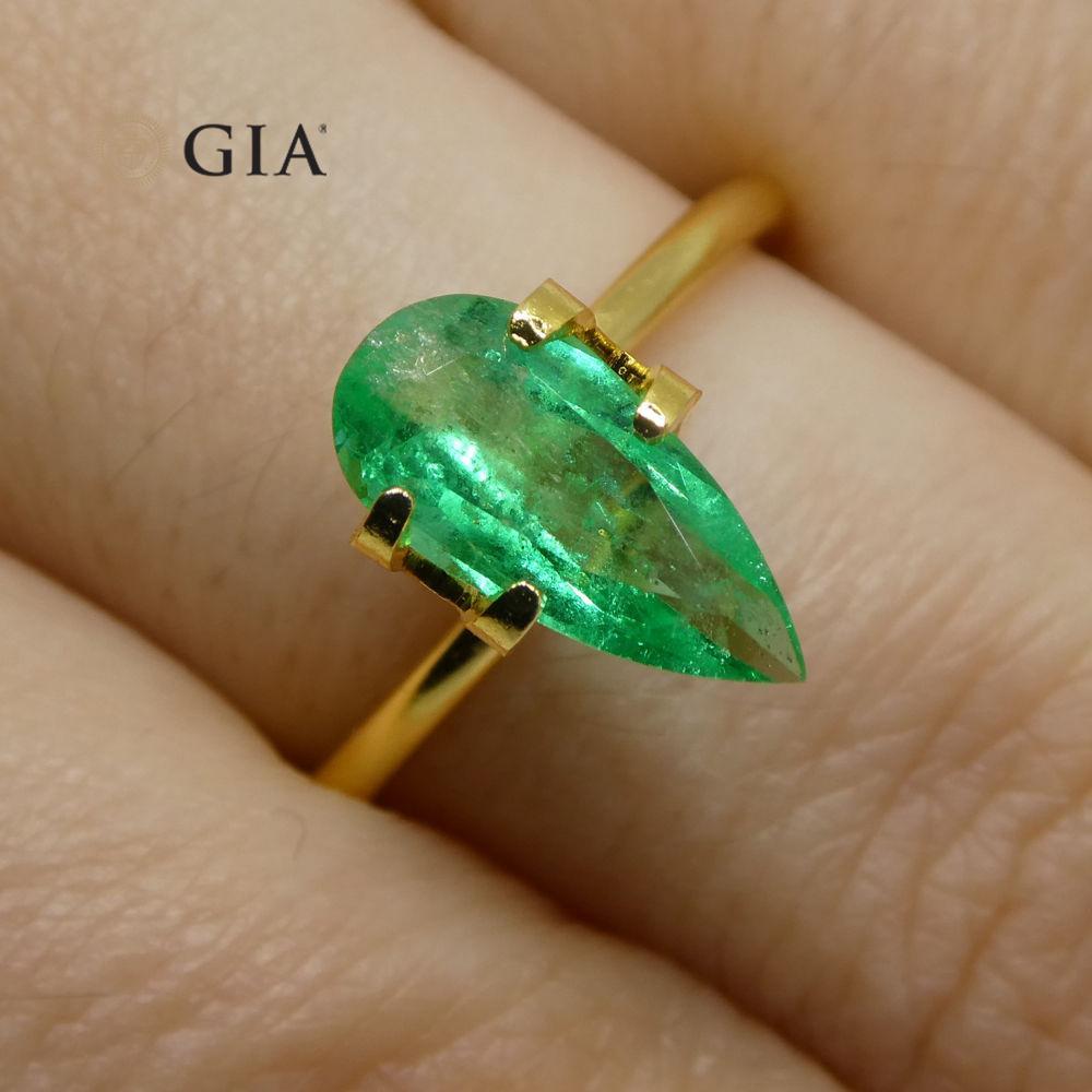 1.28 ct Pear Emerald GIA Certified Colombian F1/Minor - Skyjems Wholesale Gemstones