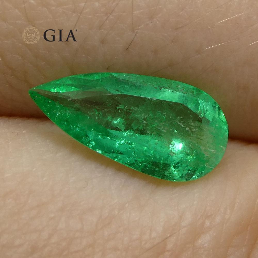 1.28 ct Pear Emerald GIA Certified Colombian F1/Minor - Skyjems Wholesale Gemstones