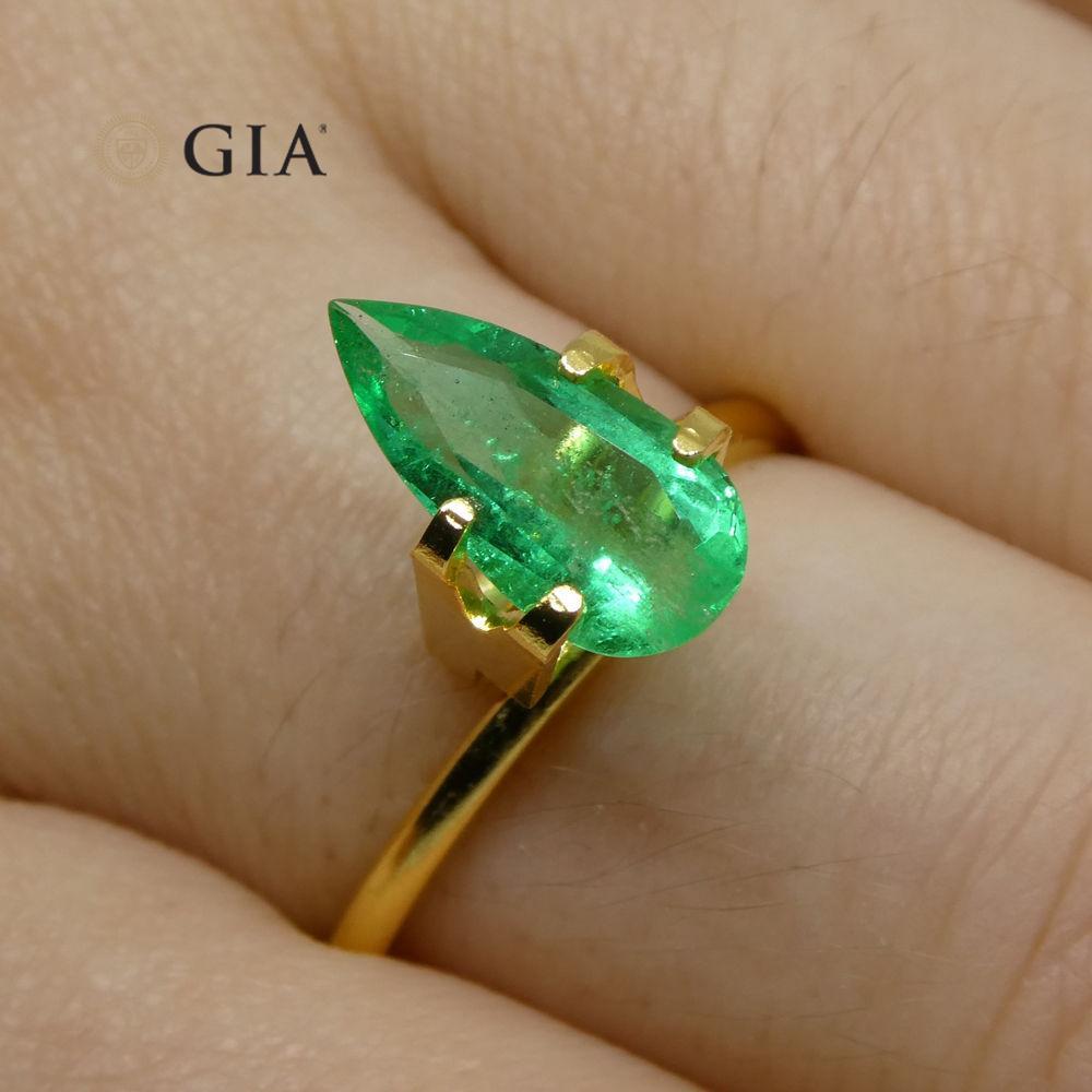 1.28 ct Pear Emerald GIA Certified Colombian F1/Minor - Skyjems Wholesale Gemstones