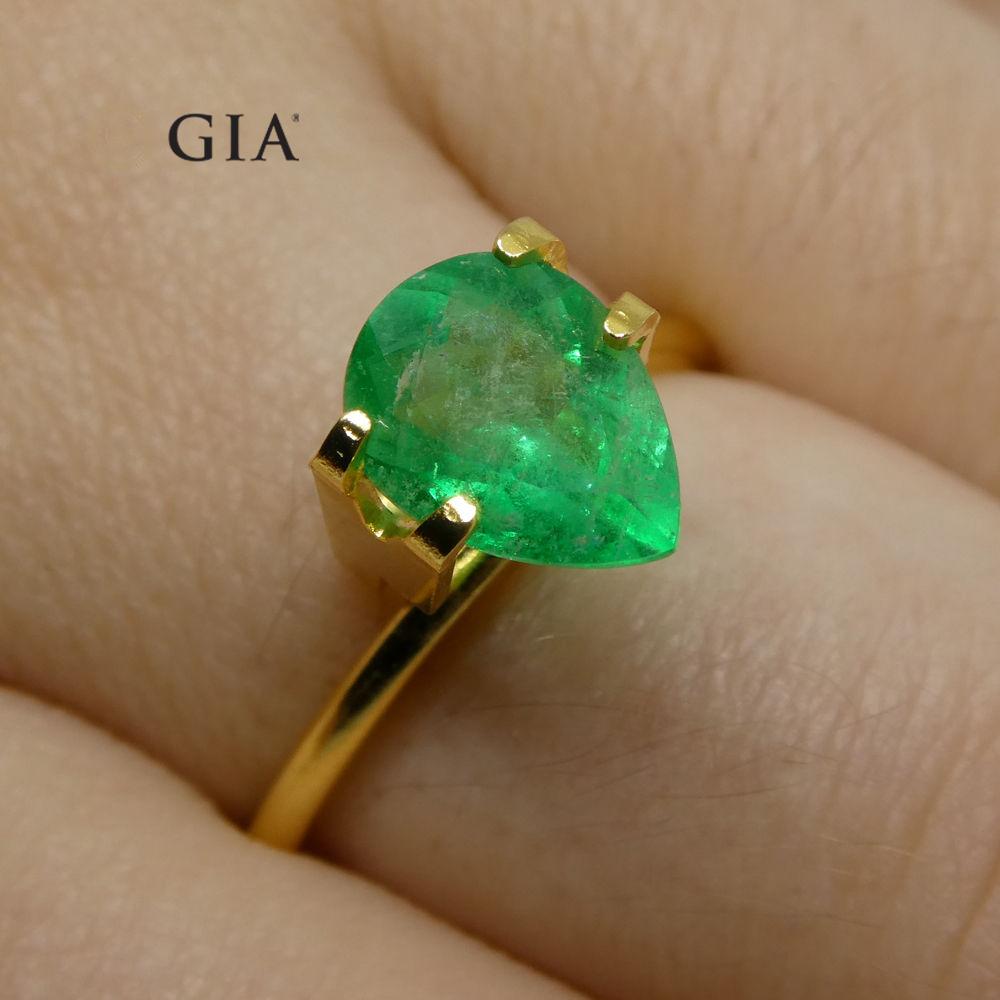 1.6 ct Pear Emerald GIA Certified Colombian F1/Minor - Skyjems Wholesale Gemstones