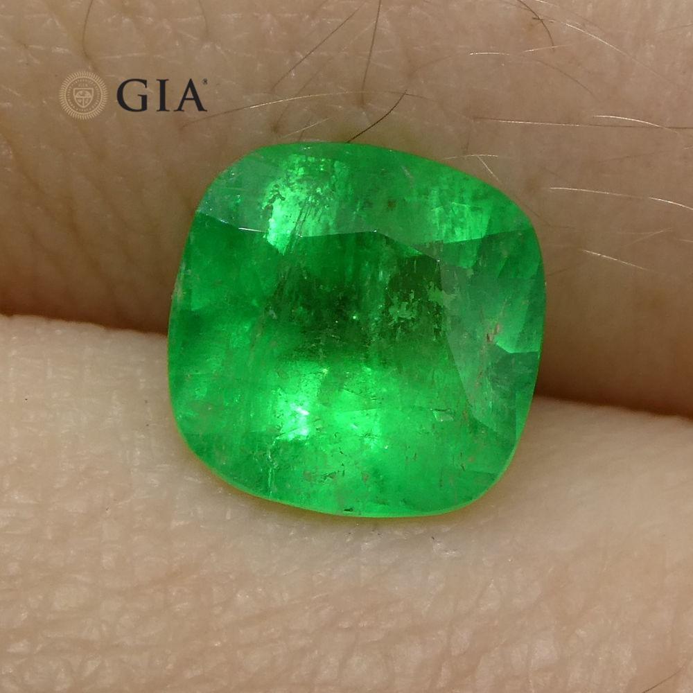 1.18 ct Cushion Emerald GIA Certified Colombian F1/Minor - Skyjems Wholesale Gemstones