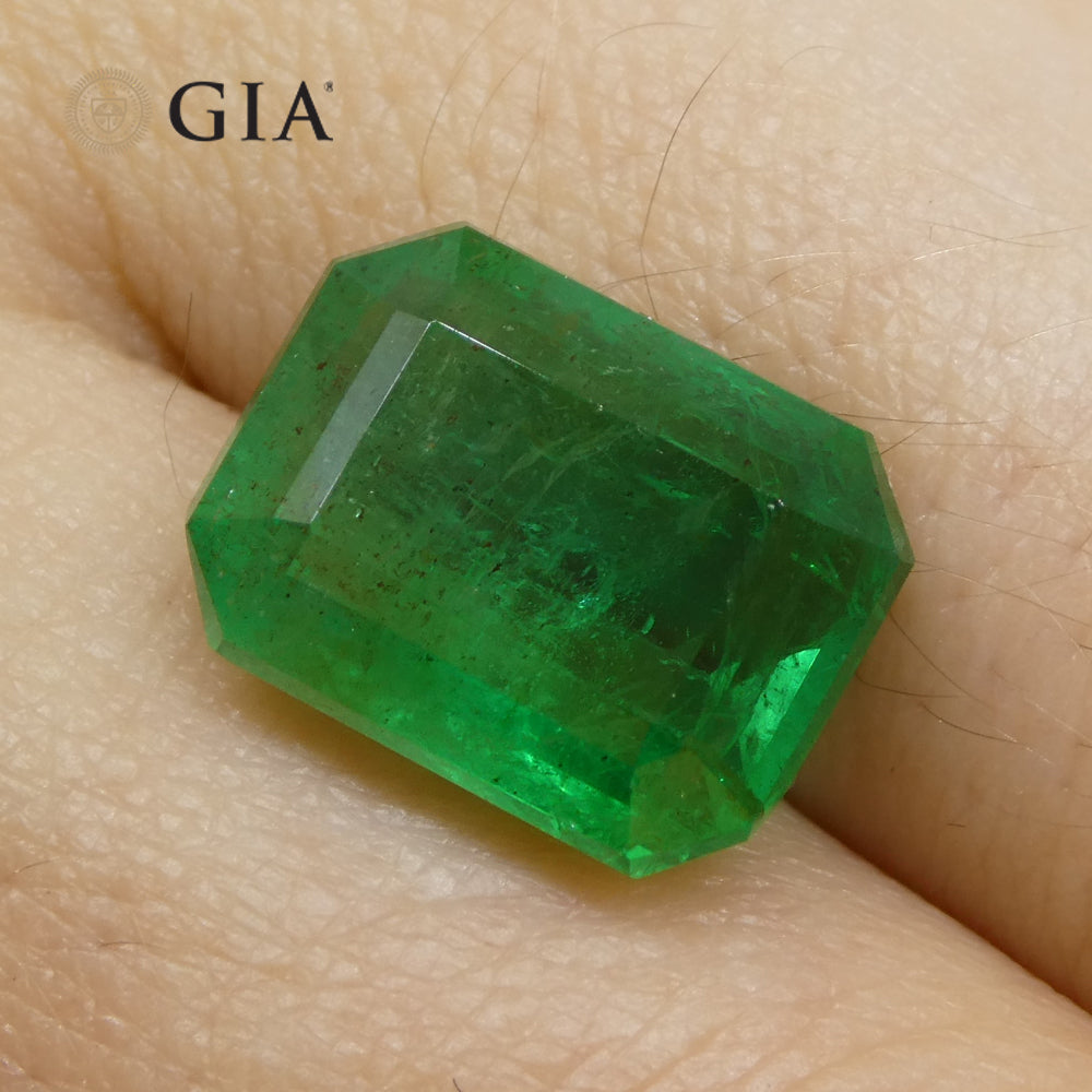 6.45ct Octagonal/Emerald Cut Green Emerald GIA Certified Russia - Skyjems Wholesale Gemstones