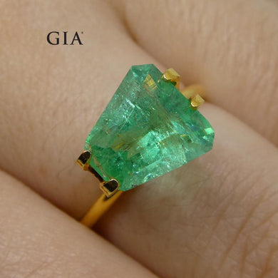 3.06ct Shield Emerald GIA Certified Ethiopian F1/Minor - Skyjems Wholesale Gemstones