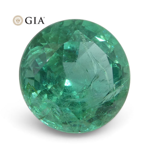 1.5ct Round Emerald GIA Certified Zambian