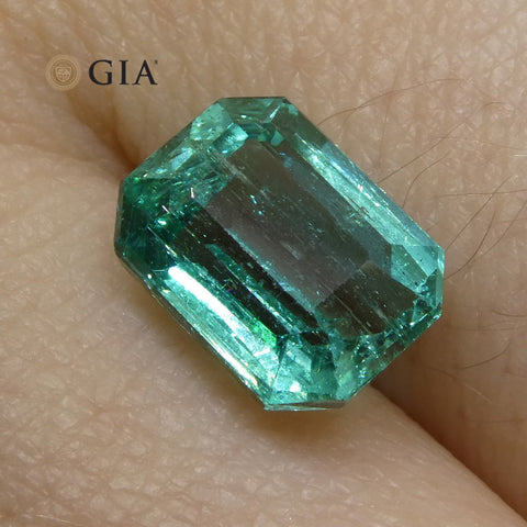 3.1ct Octagonal/Emerald Cut Emerald GIA Certified Zambian