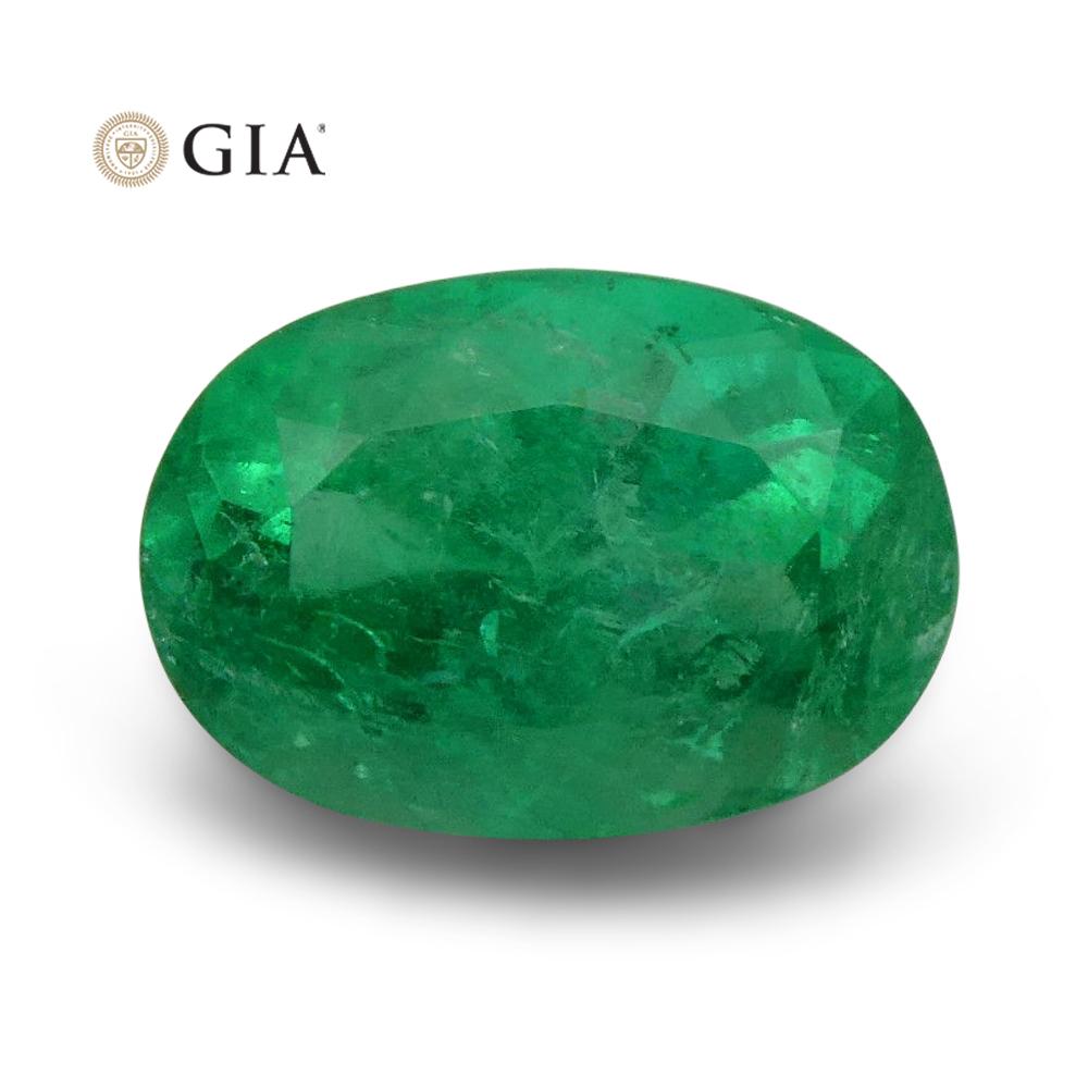 1.45 ct GIA Certified Oval Green Colombian Emerald from SkyJems, premium natural beryl gemstone with vibrant color