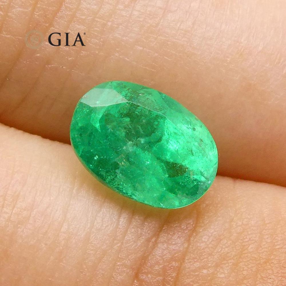 1.45 ct Oval Green Colombian Emerald, GIA Certified Natural Beryl from SkyJems Gemstones Collection
