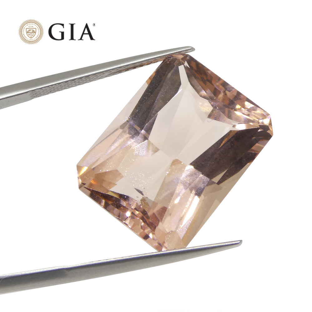 24.65ct Brazilian Orangy Pink Morganite, GIA Certified Natural Beryl Gemstone by SkyJems Canada