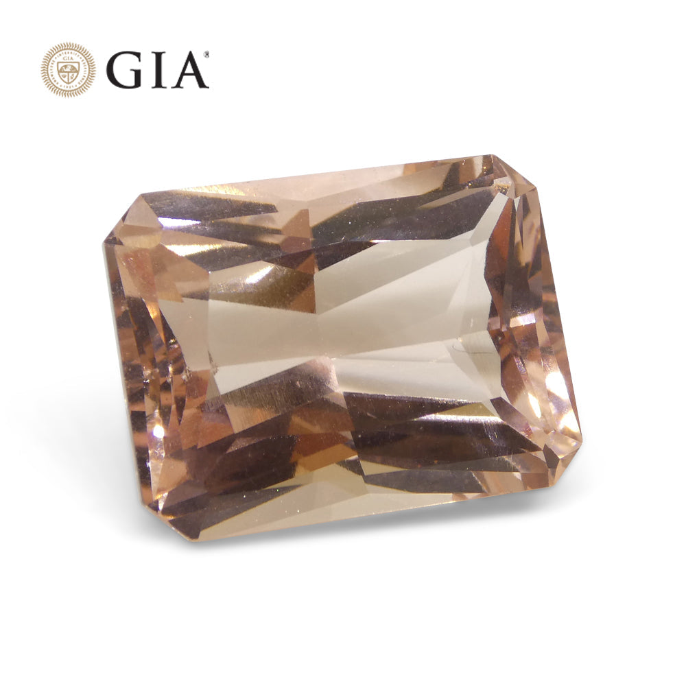 24.65ct Octagonal Orangy Pink Morganite GIA Certified - Skyjems Wholesale Gemstones