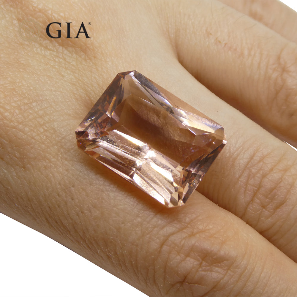 24.65ct Octagonal Orangy Pink Morganite GIA Certified - Skyjems Wholesale Gemstones