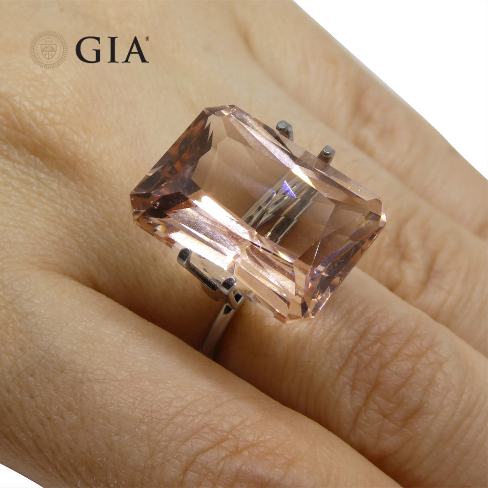 24.65ct Octagonal Orangy Pink Morganite GIA Certified - Skyjems Wholesale Gemstones