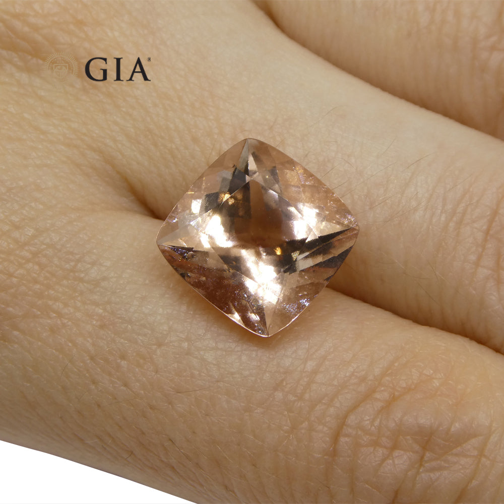 7.16ct Cushion Pink-Orange Morganite GIA Certified - Skyjems Wholesale Gemstones