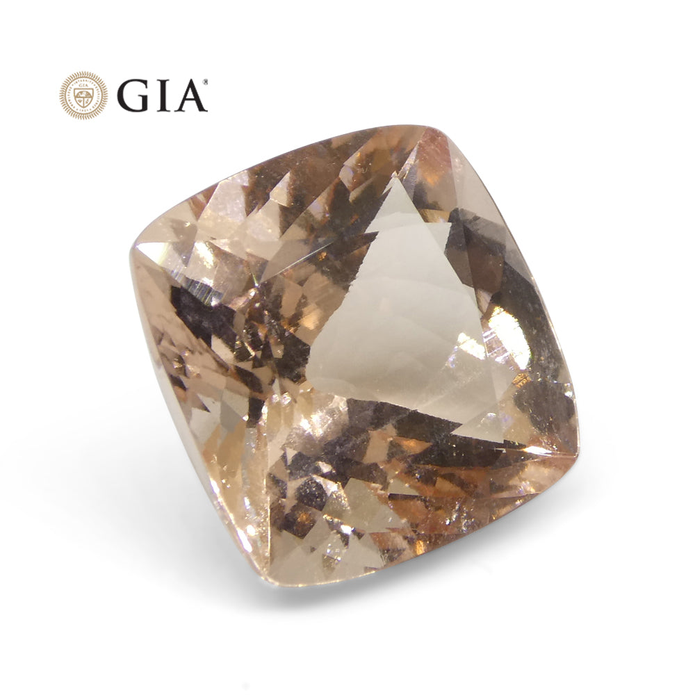 7.16ct Cushion Pink-Orange Morganite GIA Certified - Skyjems Wholesale Gemstones