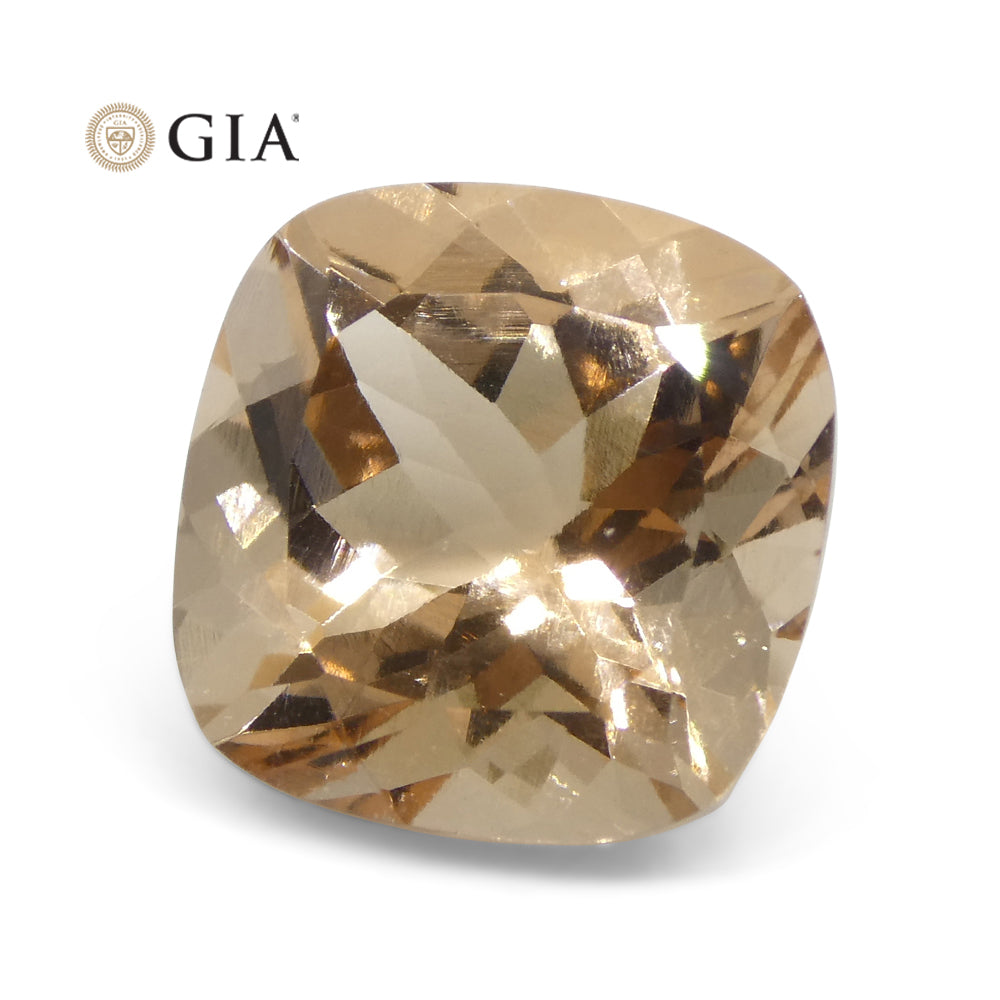 6.8ct Cushion Pinkish Orange Morganite GIA Certified - Skyjems Wholesale Gemstones