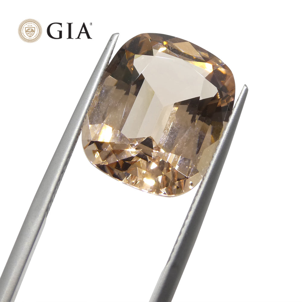 11.42ct Brazilian Pinkish Orange Morganite Cushion Cut Gemstone by SkyJems, GIA Certified Natural Beryl