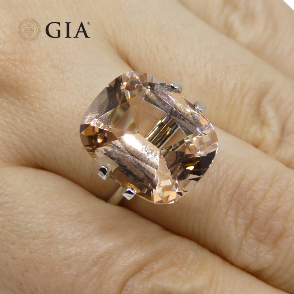 11.42ct Cushion Pinkish Orange Morganite GIA Certified - Skyjems Wholesale Gemstones