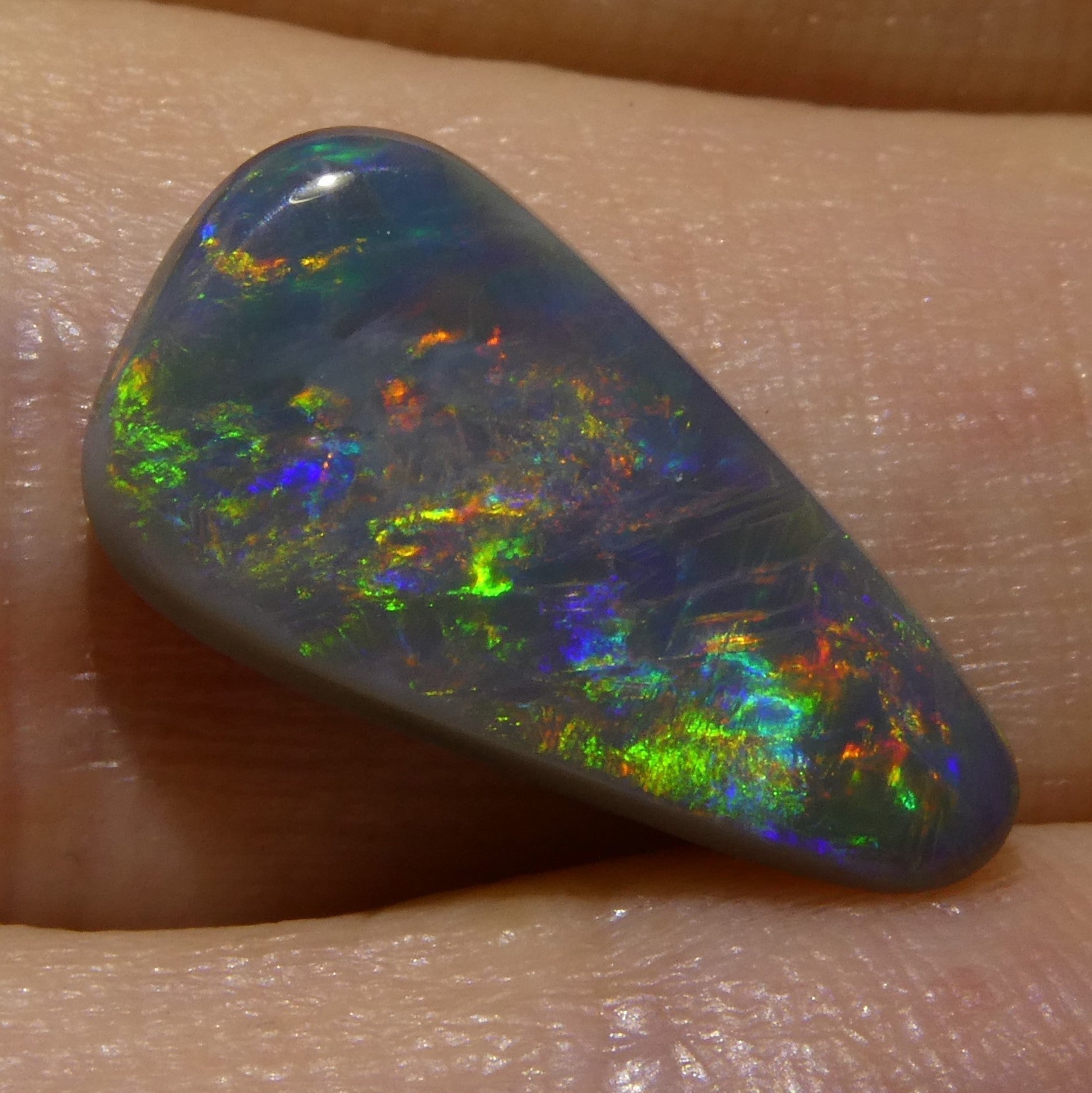 2.07ct Triangular Cabochon Black Opal GIA Certified Australia - Skyjems Wholesale Gemstones