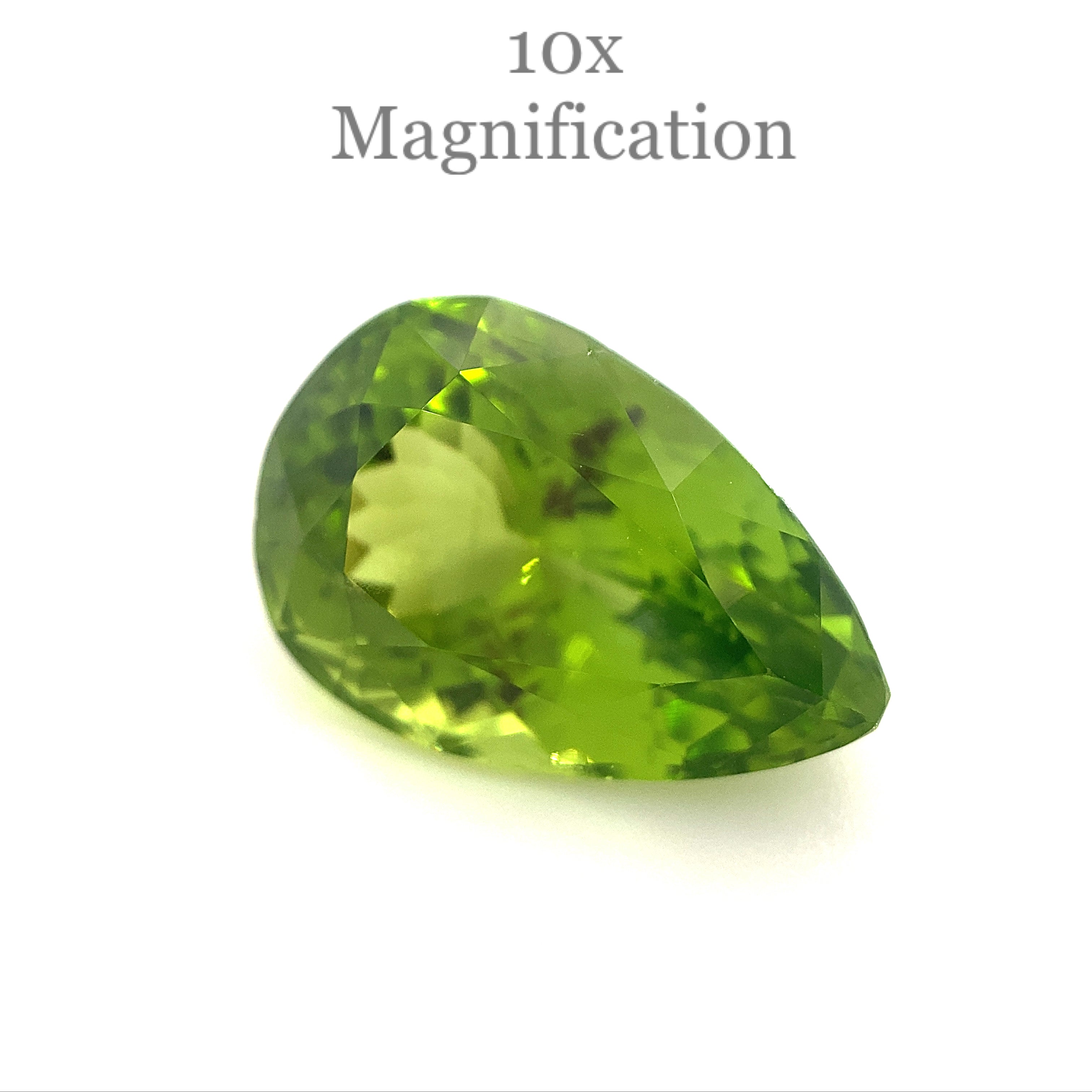 SkyJems 10.17ct Pear Peridot from Myanmar, GIA-certified yellowish green gemstone with exceptional clarity
