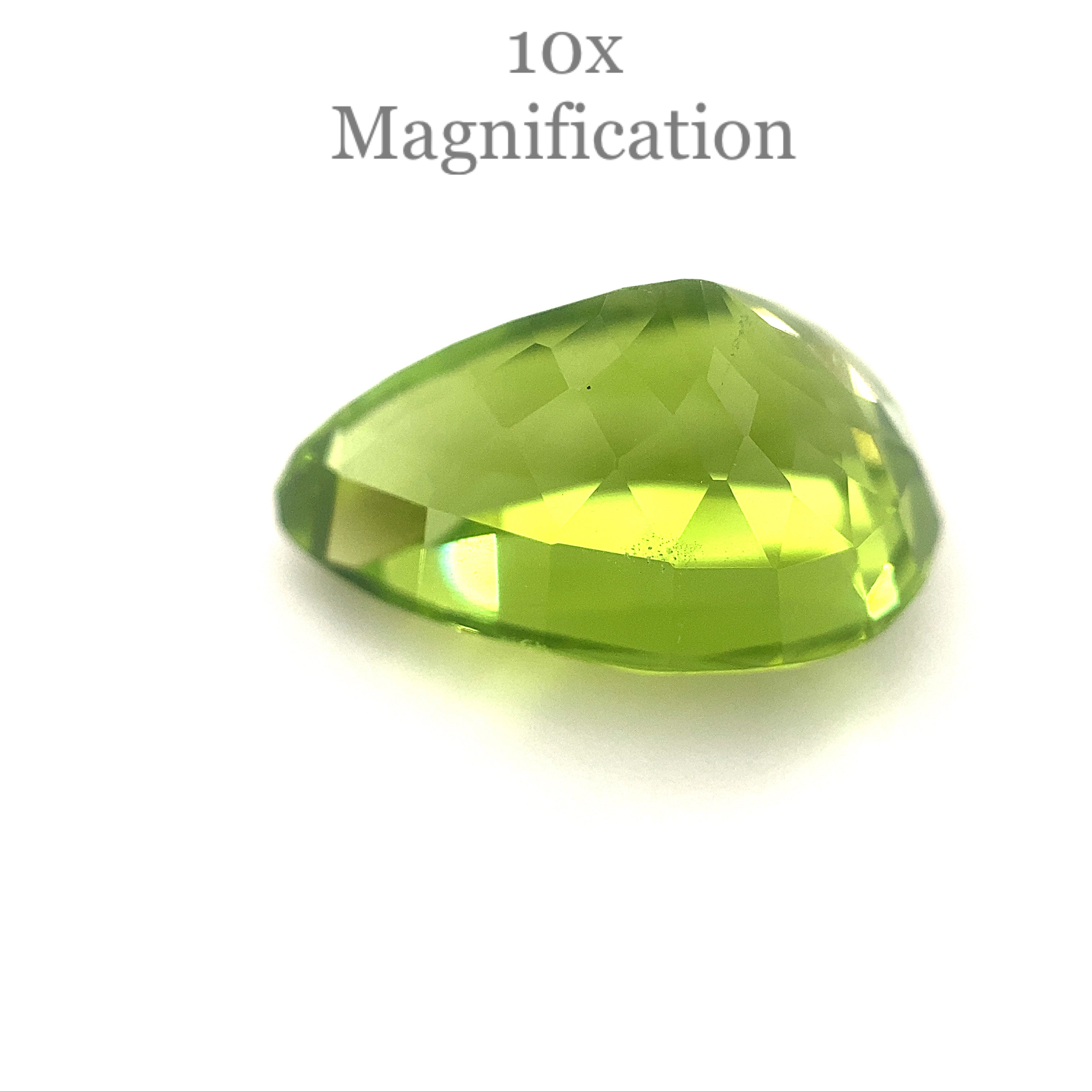 10.17ct Yellowish Green Peridot from Myanmar, GIA certified pear-cut gemstone by SkyJems, premium Canadian gem specialists