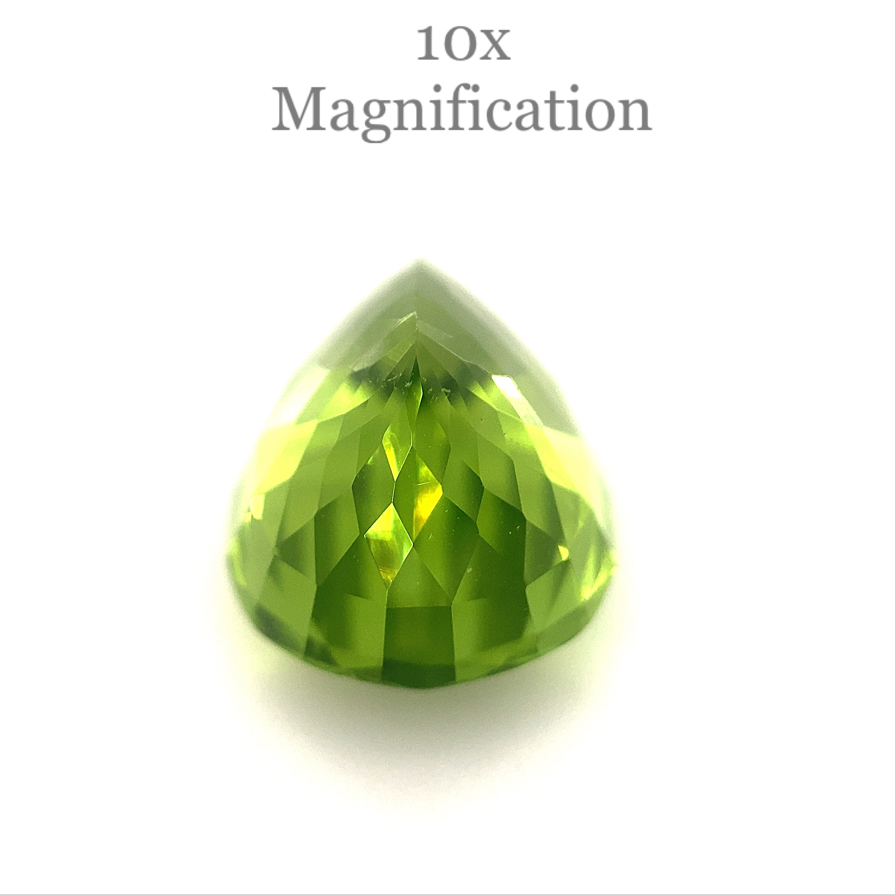 SkyJems 10.17ct Pear Peridot from Myanmar, GIA-certified yellowish green gemstone with exceptional clarity