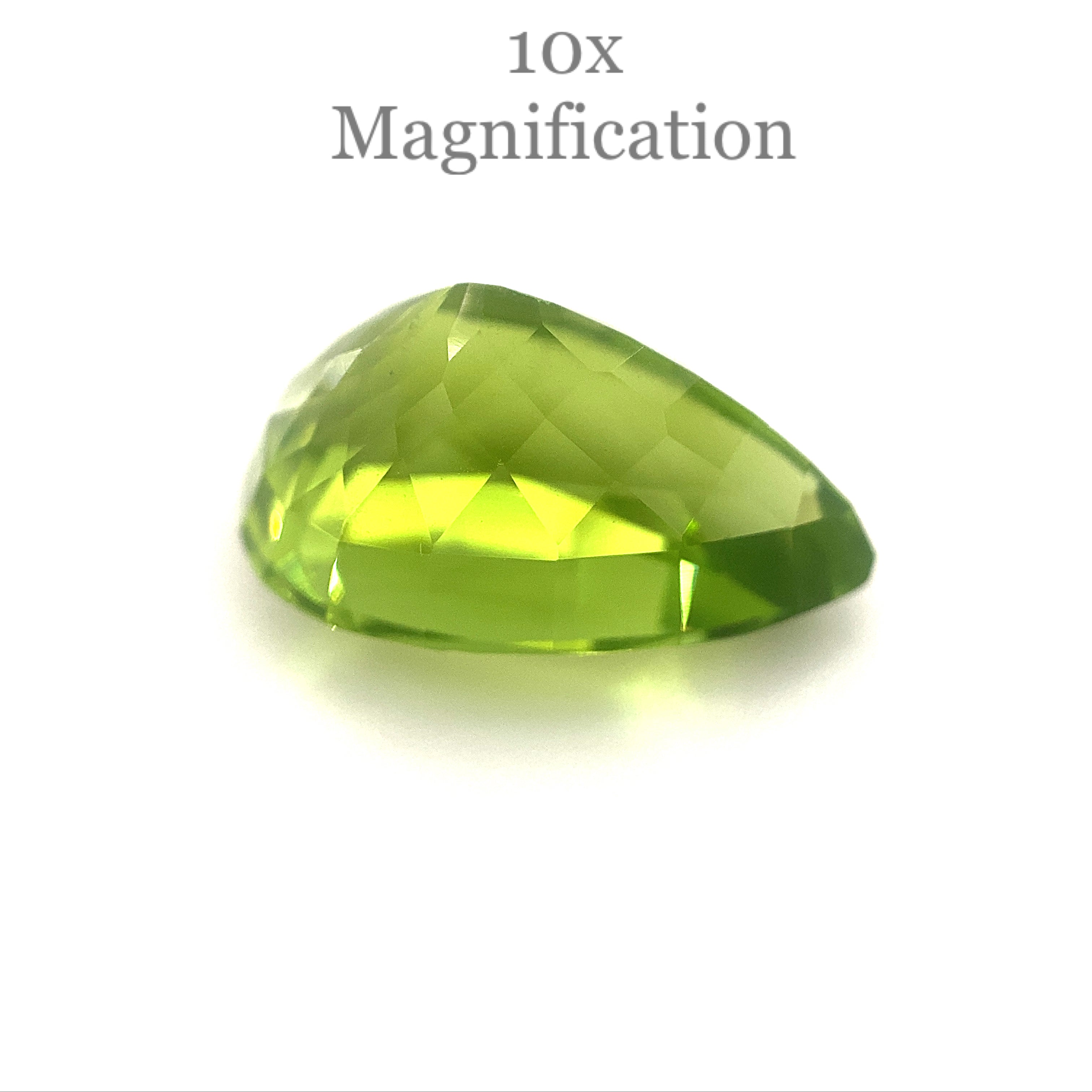 SkyJems 10.17ct Pear Peridot from Myanmar - Certified GIA Green Gemstone, Yellowish Green Hue, Near Loupe Clean