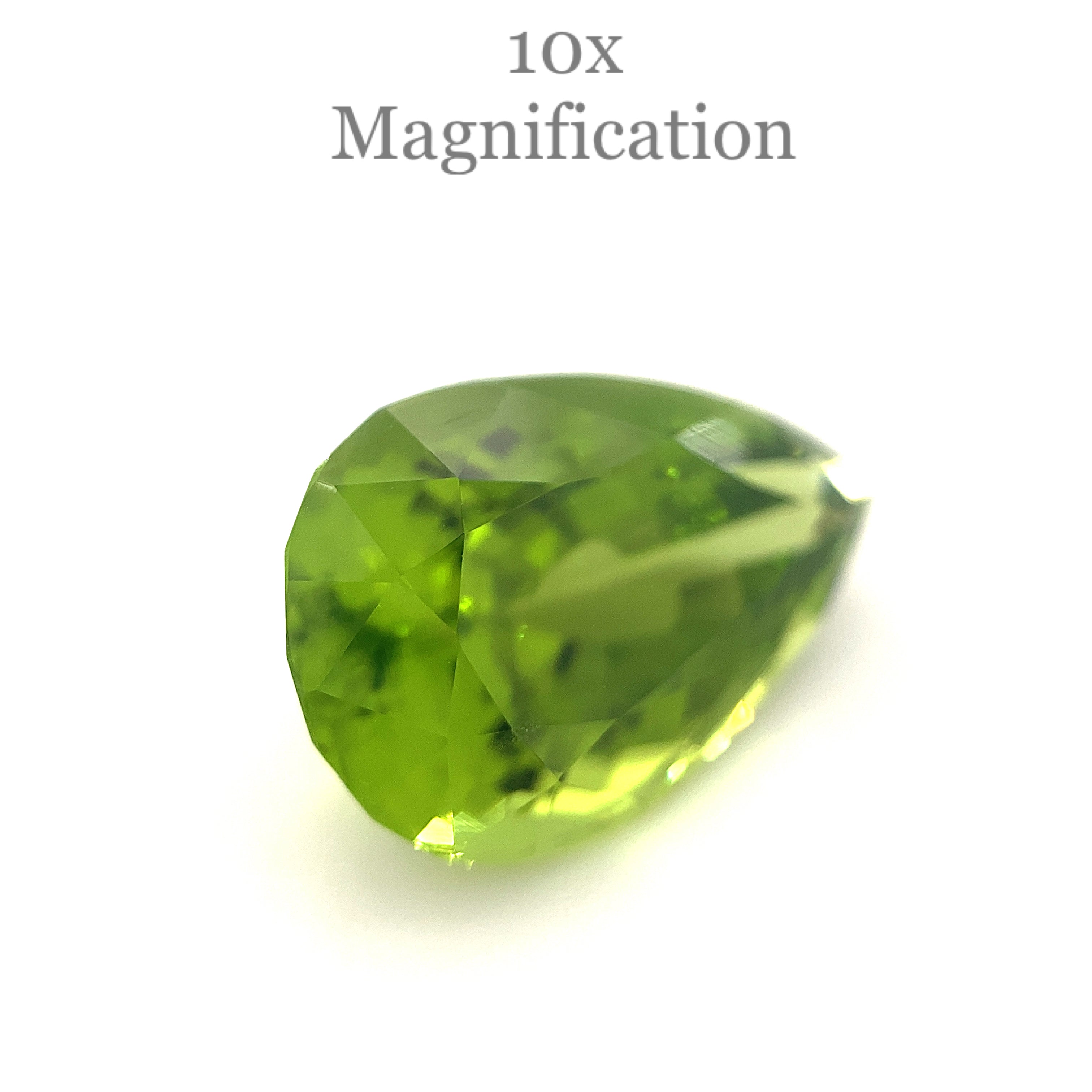 SkyJems 10.17ct Pear Peridot from Myanmar, GIA-certified yellowish green gemstone with exceptional clarity