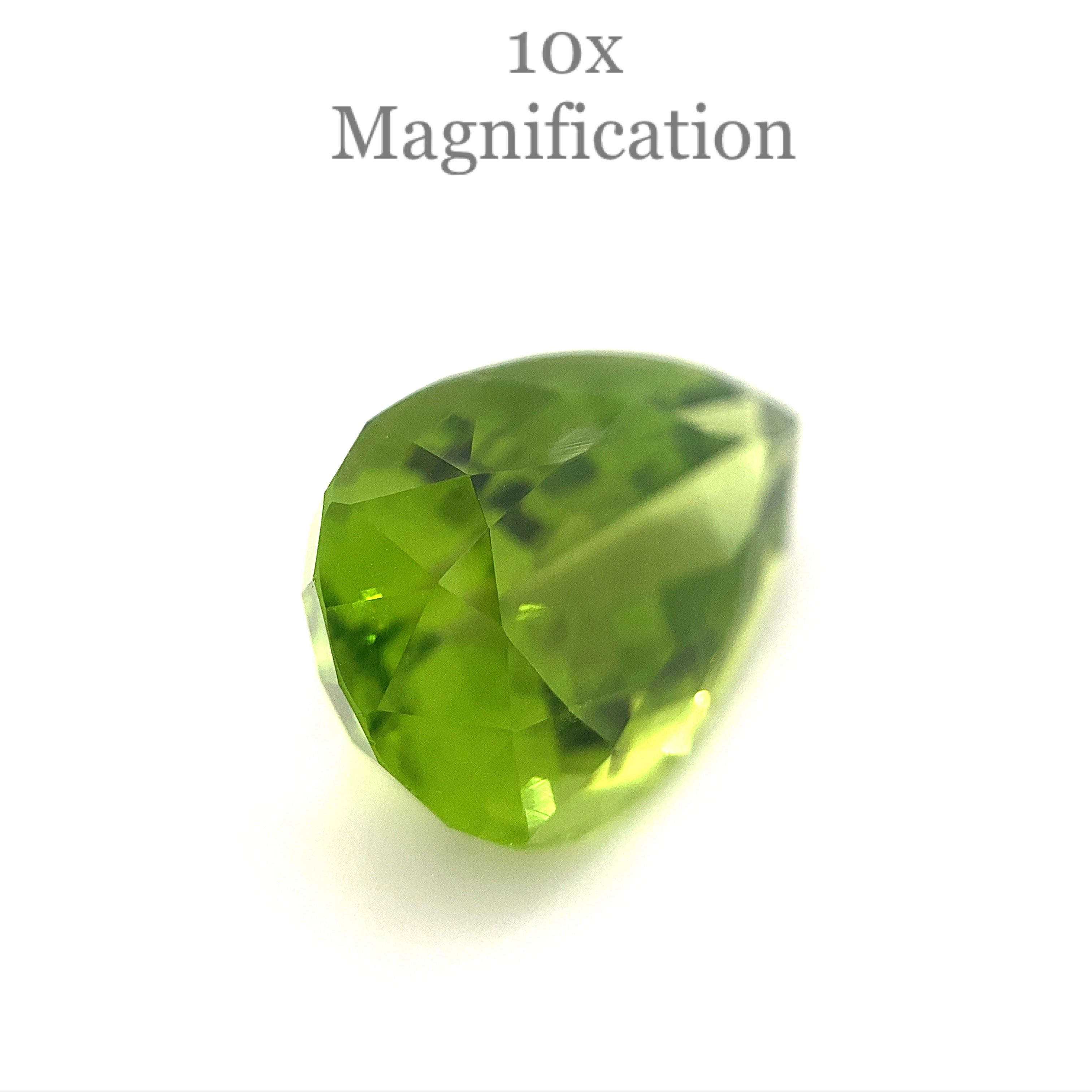 SkyJems 10.17ct Pear Peridot from Myanmar, GIA-certified yellowish green gemstone with exceptional clarity