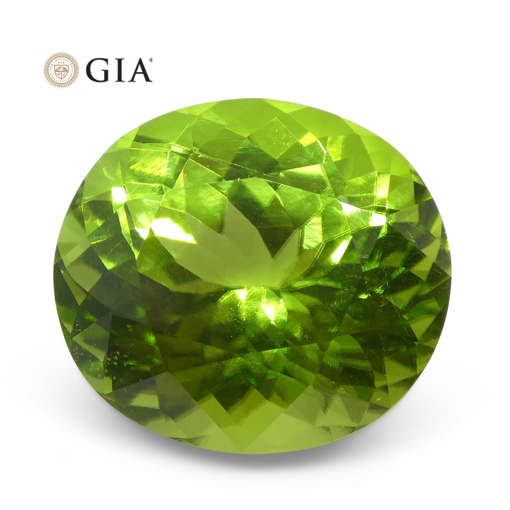 10.47ct Oval Yellowish Green Peridot GIA Certified - Skyjems Wholesale Gemstones