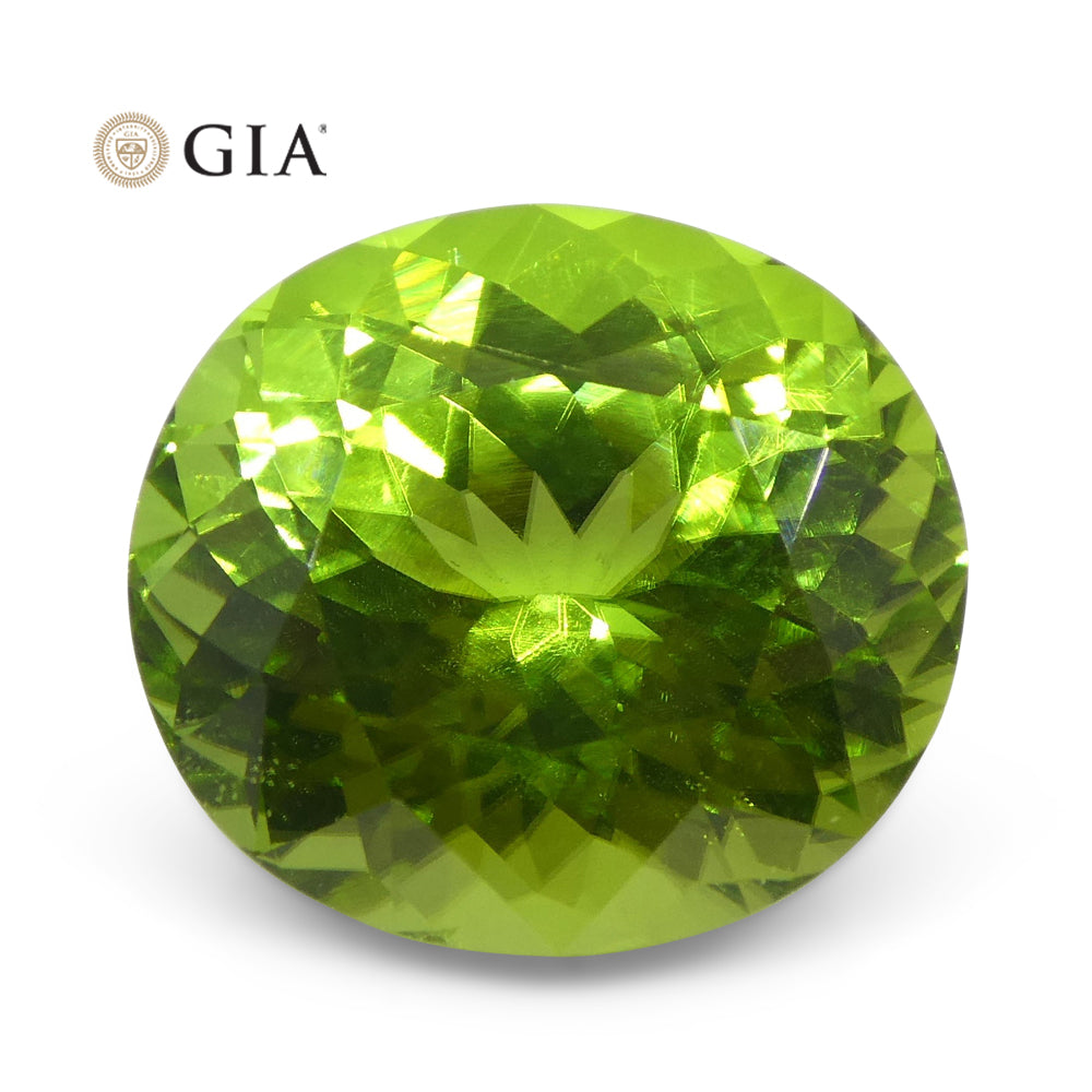 10.47ct Oval Yellowish Green Peridot GIA Certified - Skyjems Wholesale Gemstones