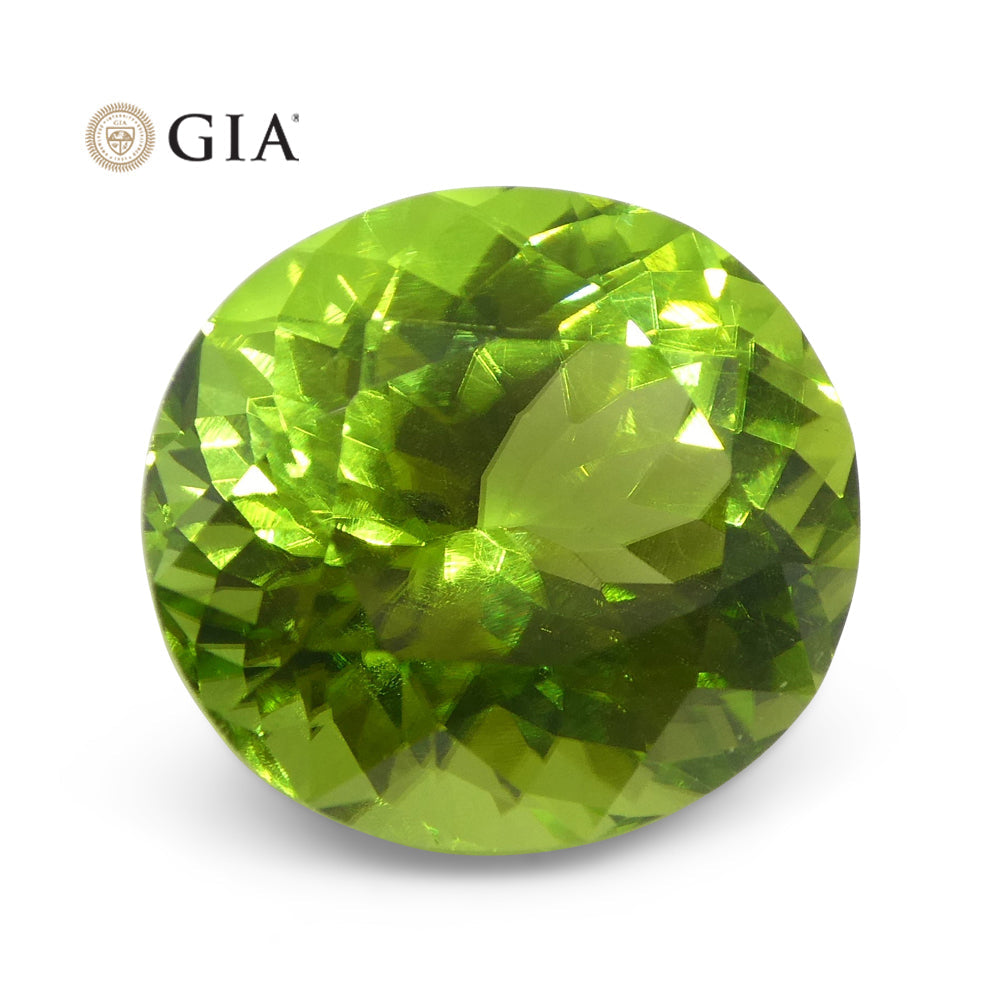 10.47ct Oval Yellowish Green Peridot GIA Certified - Skyjems Wholesale Gemstones