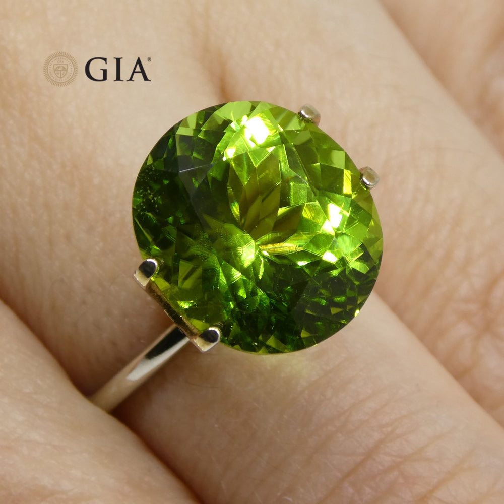 10.47ct Oval Yellowish Green Peridot GIA Certified - Skyjems Wholesale Gemstones