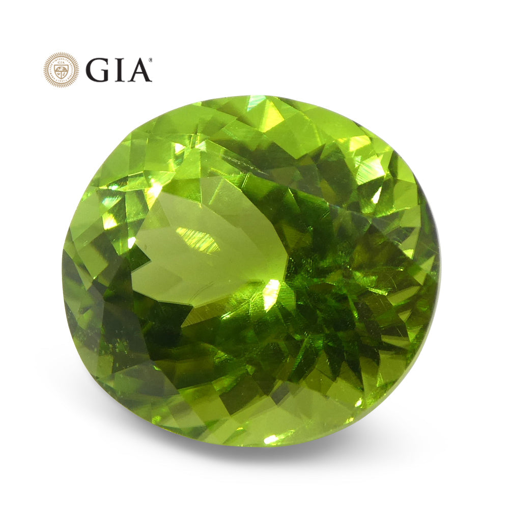 10.47ct Oval Yellowish Green Peridot GIA Certified - Skyjems Wholesale Gemstones