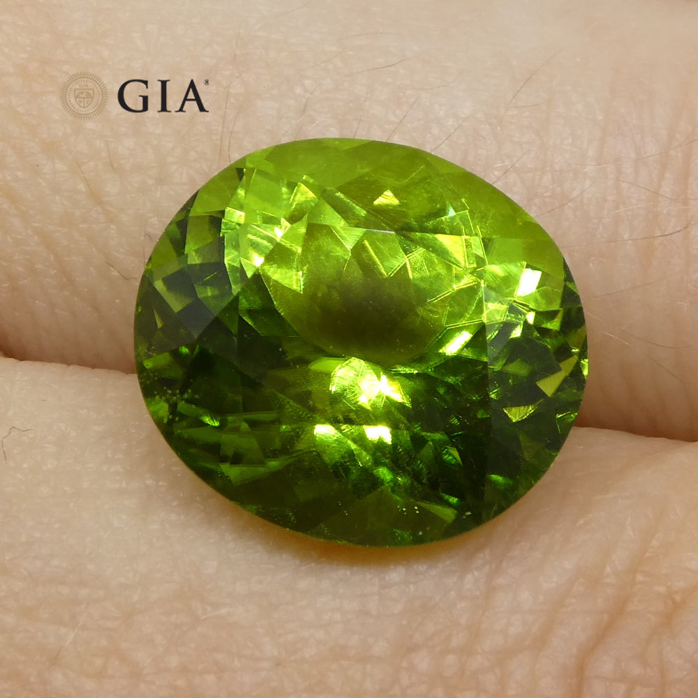 10.47ct Oval Yellowish Green Peridot GIA Certified - Skyjems Wholesale Gemstones