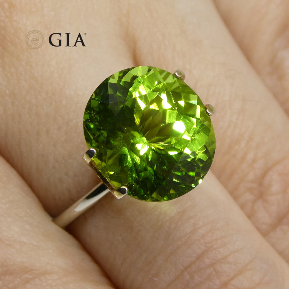 10.47ct Oval Yellowish Green Peridot GIA Certified - Skyjems Wholesale Gemstones