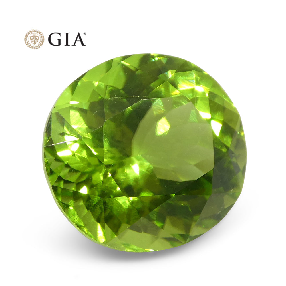 10.47ct Oval Yellowish Green Peridot GIA Certified - Skyjems Wholesale Gemstones