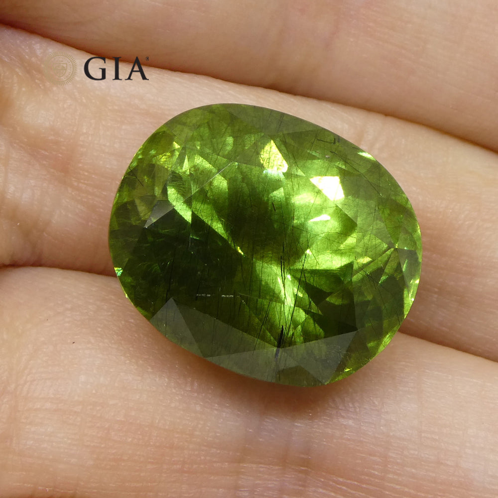 26.84ct Oval Yellowish Green Peridot GIA Certified - Skyjems Wholesale Gemstones