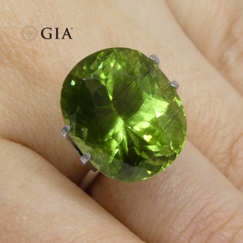 26.84ct Oval Yellowish Green Peridot GIA Certified - Skyjems Wholesale Gemstones