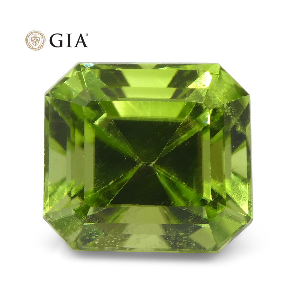 6.64ct Yellowish Green Peridot in Octagonal Step Cut, GIA Certified Gemstone by SkyJems Canadian Fine Gems