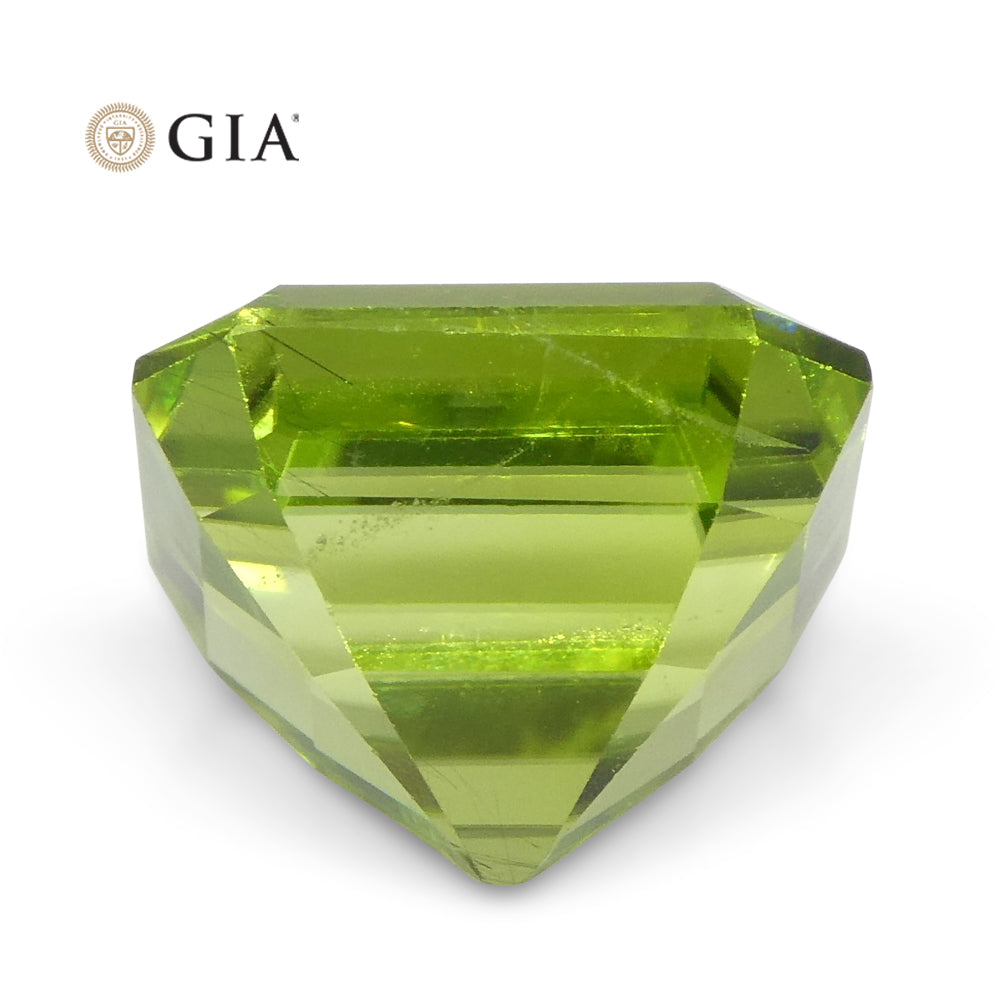 6.64ct Octagonal/Emerald Cut Yellowish Green Peridot GIA Certified - Skyjems Wholesale Gemstones