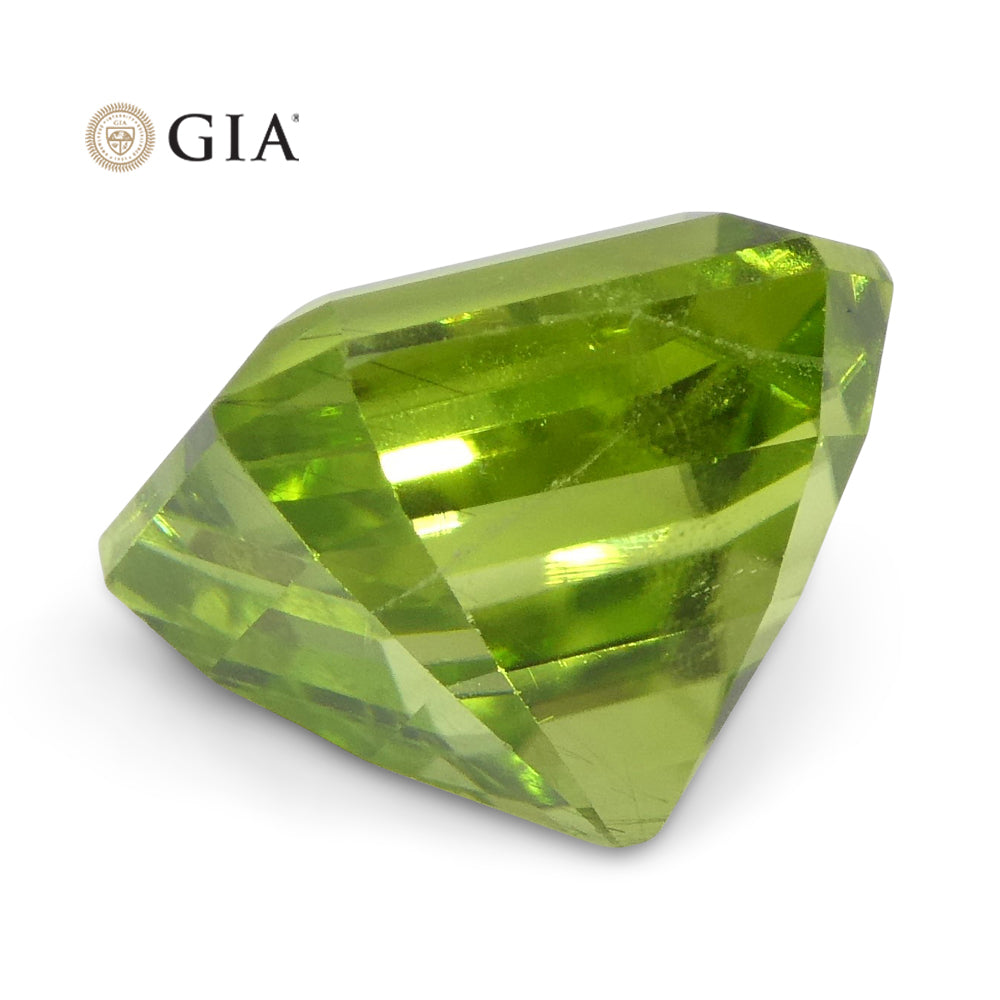 6.64ct Octagonal/Emerald Cut Yellowish Green Peridot GIA Certified - Skyjems Wholesale Gemstones