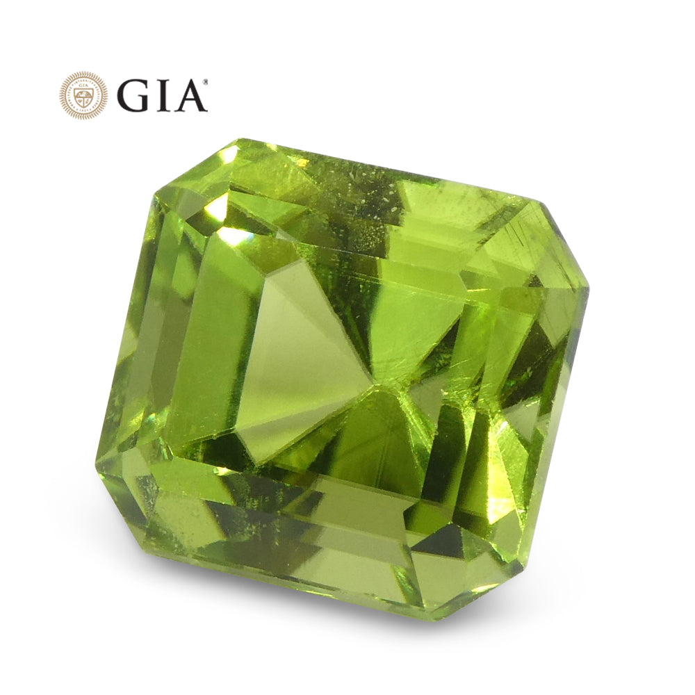 6.64ct Octagonal/Emerald Cut Yellowish Green Peridot GIA Certified - Skyjems Wholesale Gemstones