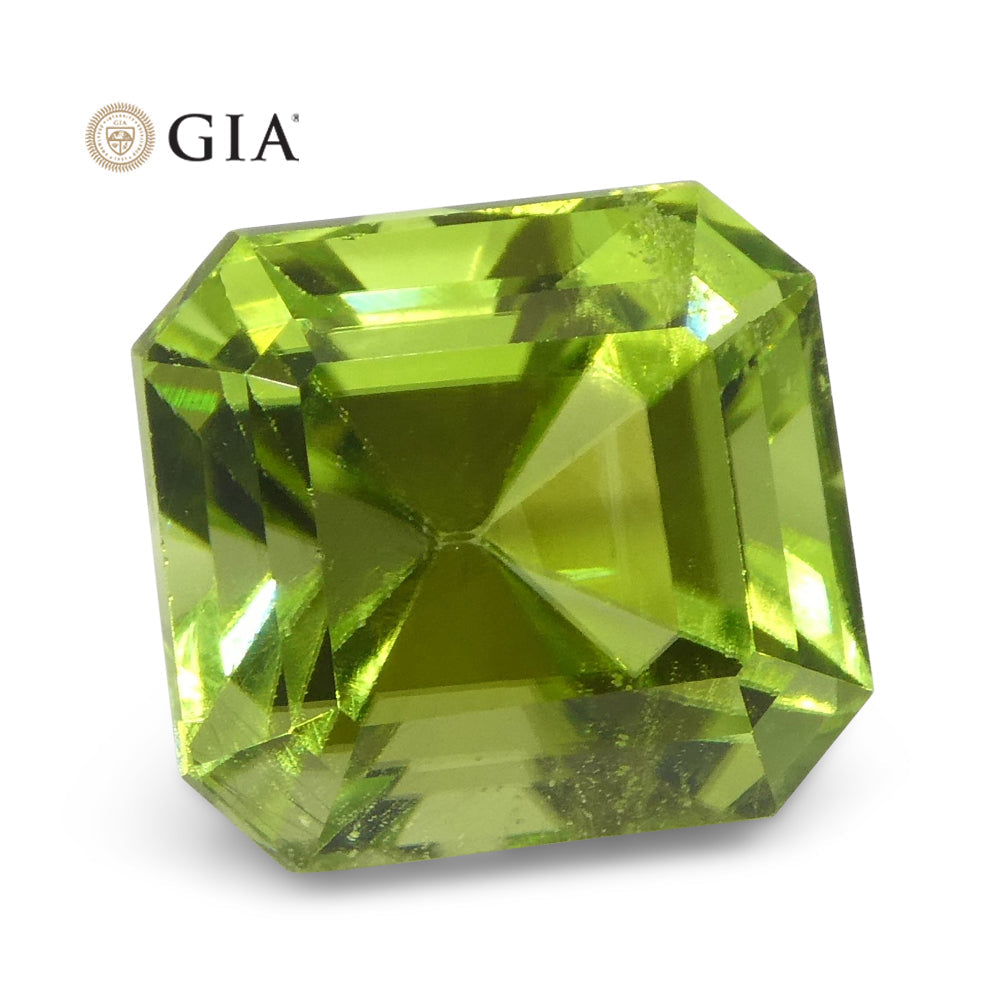 6.64ct Octagonal/Emerald Cut Yellowish Green Peridot GIA Certified - Skyjems Wholesale Gemstones