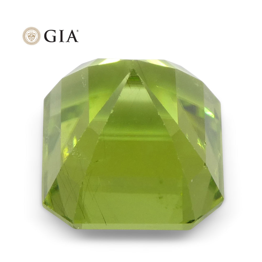 6.64ct Octagonal/Emerald Cut Yellowish Green Peridot GIA Certified - Skyjems Wholesale Gemstones