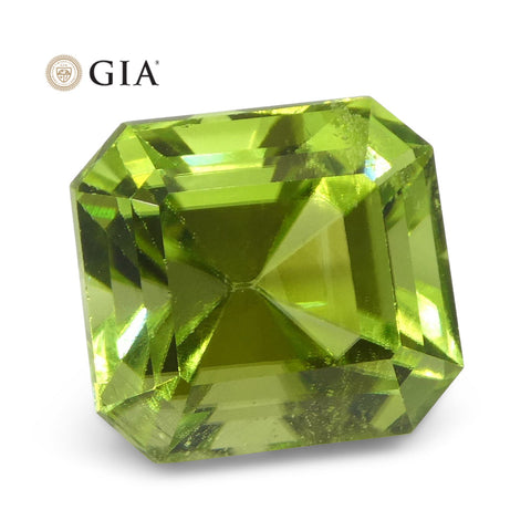 6.64ct Octagonal/Emerald Cut Yellowish Green Peridot GIA Certified