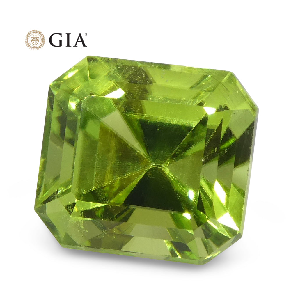 6.64ct Octagonal/Emerald Cut Yellowish Green Peridot GIA Certified - Skyjems Wholesale Gemstones